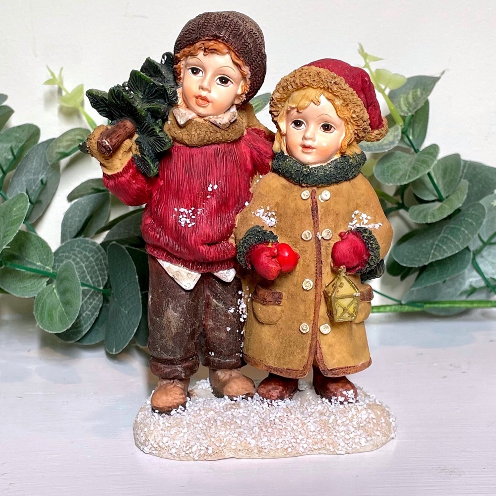 Home Interiors The Little Christmas Tree Figurine Kids With Tree & Lantern 2003*